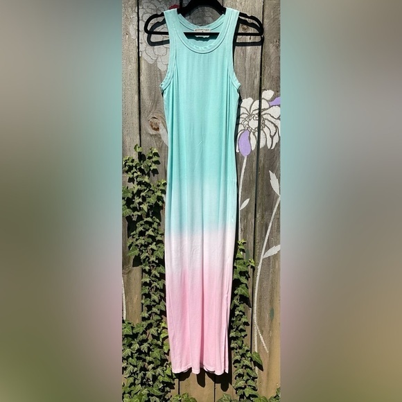 Electric & Rose Ombré Tank Rayon Midi Dress - Picture 1 of 8